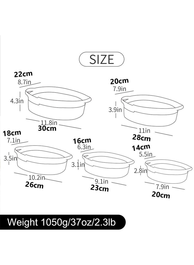 Bukela Oval Storage Basket 5 Pieces Set-Natural Cotton Rope Woven Basket, Storage Box for Organizing Small Baskets Dog Toy Basket with Handle, Cat Toy Box, Bathroom Organizer Bucket - Image 2