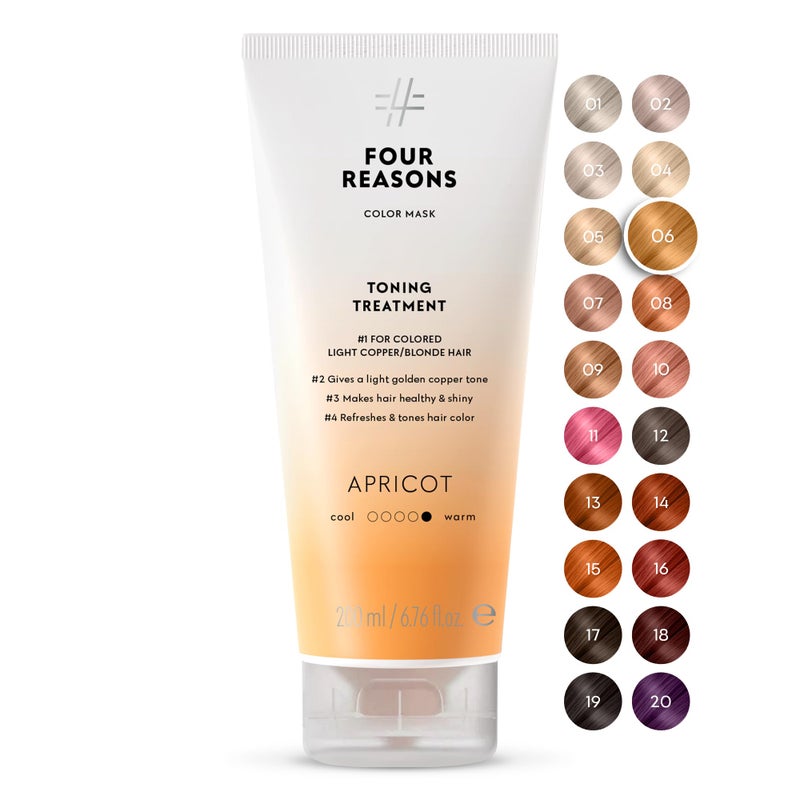 FOUR REASONS Color Mask - Apricot - (27 Colors) Toning Treatment, Color Depositing Conditioner, Tone & Enhance Color-Treated Hair - Semi Permanent Hair Dye, Vegan and Cruelty-Free, 6.76 fl oz - Image 1
