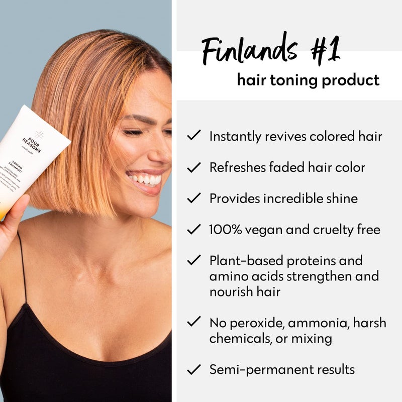 FOUR REASONS Color Mask - Apricot - (27 Colors) Toning Treatment, Color Depositing Conditioner, Tone & Enhance Color-Treated Hair - Semi Permanent Hair Dye, Vegan and Cruelty-Free, 6.76 fl oz - Image 5