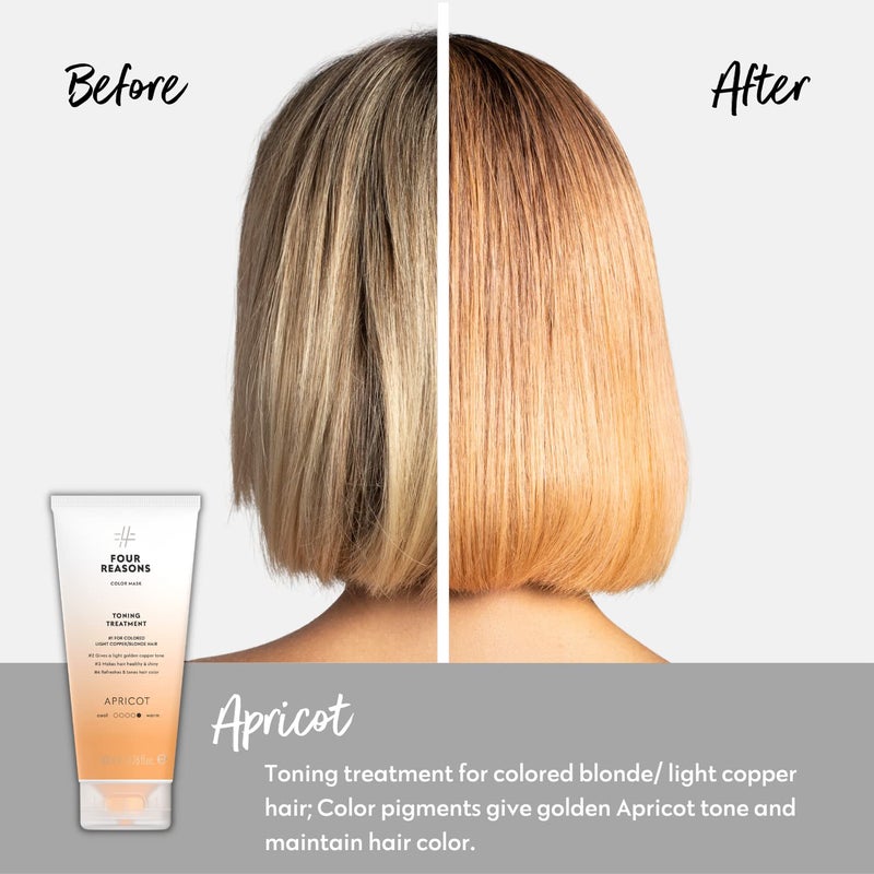 FOUR REASONS Color Mask - Apricot - (27 Colors) Toning Treatment, Color Depositing Conditioner, Tone & Enhance Color-Treated Hair - Semi Permanent Hair Dye, Vegan and Cruelty-Free, 6.76 fl oz - Image 2