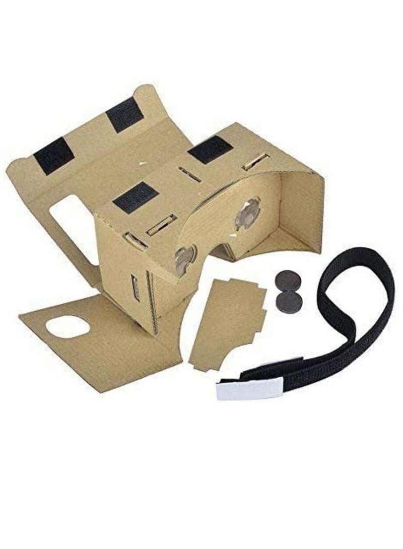 Ntech متجر الواقع الافتراضي Ntech Cardboard، سماعات الواقع الافتراضي ثلاثية الأبعاد DIY، صندوق الواقع الافتراضي Gl مع عدسة بصرية شفافة وحزام رأس مريح لجميع الهواتف الذكية مقاس 4-6 بوصات - Image 3