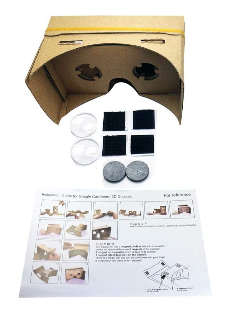 Ntech متجر الواقع الافتراضي Ntech Cardboard، سماعات الواقع الافتراضي ثلاثية الأبعاد DIY، صندوق الواقع الافتراضي Gl مع عدسة بصرية شفافة وحزام رأس مريح لجميع الهواتف الذكية مقاس 4-6 بوصات - Image 4