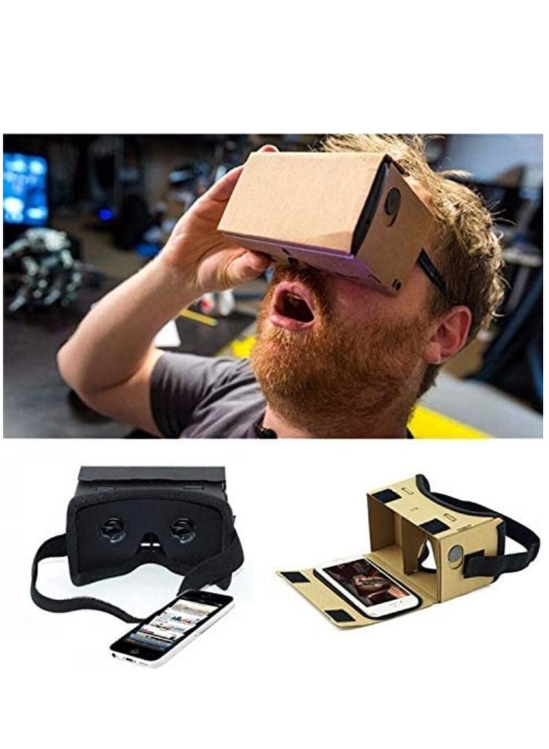 Ntech متجر الواقع الافتراضي Ntech Cardboard، سماعات الواقع الافتراضي ثلاثية الأبعاد DIY، صندوق الواقع الافتراضي Gl مع عدسة بصرية شفافة وحزام رأس مريح لجميع الهواتف الذكية مقاس 4-6 بوصات - Image 2