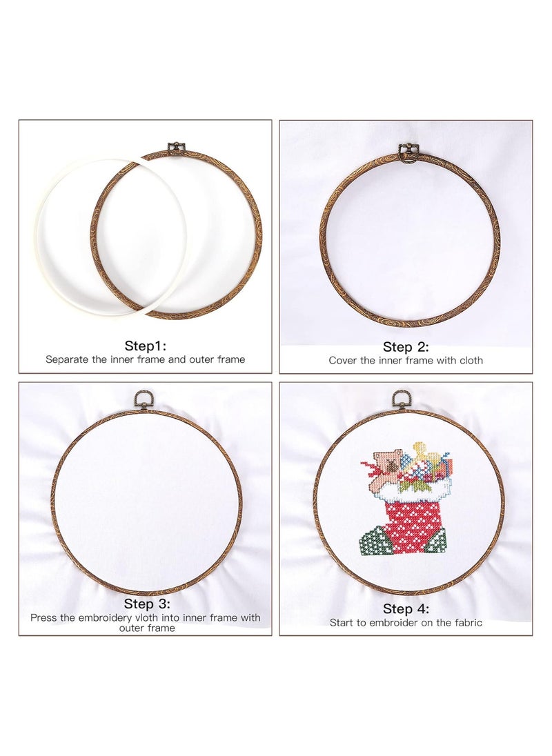 SYOSI 3 Pieces 10.2inch Embroidery Hoops Imitated, Wood Embroidery Circle Round Display Frame, Ring Cross Stitch Hoops for Art Craft Sewing and Wall Hanging, Embroidery Frame Cross Stitch Hoop  - Image 3