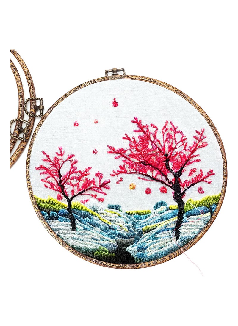 SYOSI 3 Pieces 10.2inch Embroidery Hoops Imitated, Wood Embroidery Circle Round Display Frame, Ring Cross Stitch Hoops for Art Craft Sewing and Wall Hanging, Embroidery Frame Cross Stitch Hoop  - Image 2