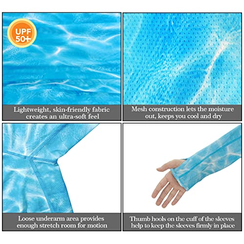 Riverruns UPF 50+ Fishing Hoodie, Sun Hooded Fishing Shirt, Sun Protection Long Sleeves Shirt for Men Fishing (Ⅱ Water Wripple CamoBlue,2XL) - Image 3