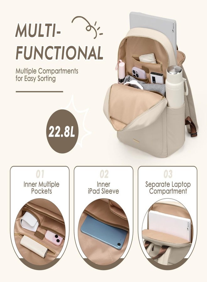 GOLF QUALITY Laptop Backpack for Women,Casual Work Business Backpacks Purse Carry on Travel Backpack, A-apricot, 14 Inch - Image 5