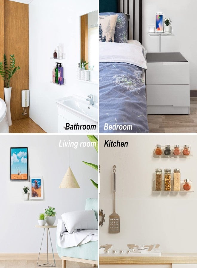 OAPRIRE Clear Acrylic Wall Shelf Set of 2, 10" Floating Book Shelves for Wall, Display Floating Wall Shelves for Bathroom, Bedroom, Kitchen - Image 2