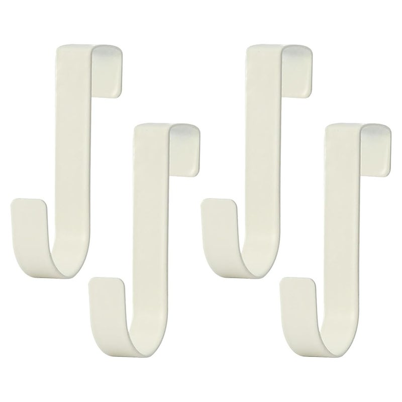 Door Hook 4 Heavy Duty Metal J Hook Bearing 3.2kg Kitchen Bathroom Laundry Universal Hanger White - Image 1
