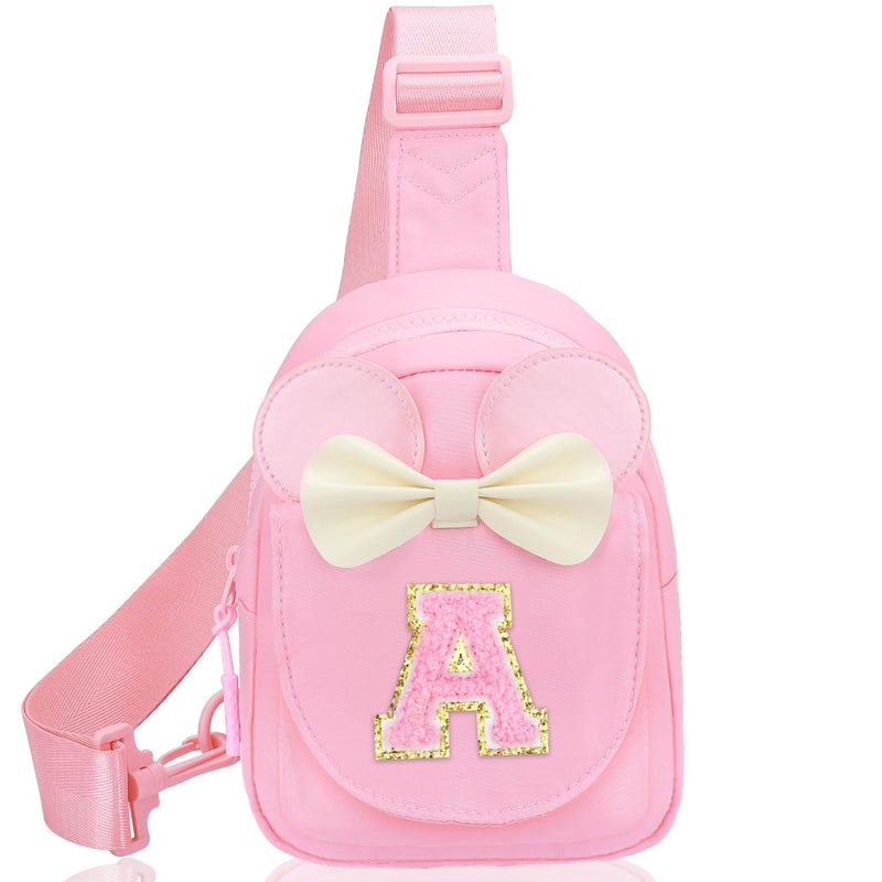 Luchike Girls Birthday Gifts for Kids - Initial Pink Small Sling Bags for Girl Fanny Pack Belt Bag for Personalized Crossbody Bags Purse for Kids Daughter Sister Little Girl Gifts Pink A - Image 1