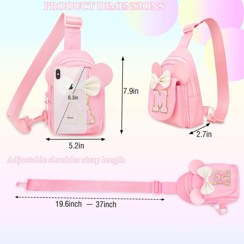 Luchike Girls Birthday Gifts for Kids - Initial Pink Small Sling Bags for Girl Fanny Pack Belt Bag for Personalized Crossbody Bags Purse for Kids Daughter Sister Little Girl Gifts Pink A - Image 4