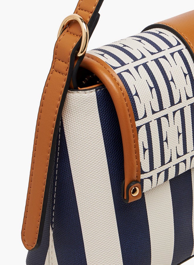 حقيبة ساتشيل بطبعة المونوغرام بحزام قابل للتعديل