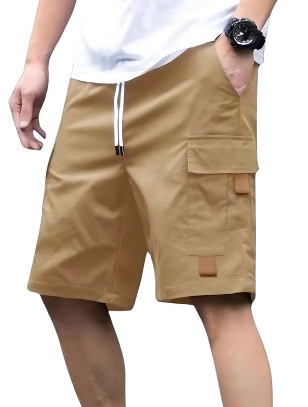 NoseQueen Men Fashion Cotton Shorts Pant for Men, Relaxed Fit Drawstring Waist Casual Half Pant for Man - Image 1