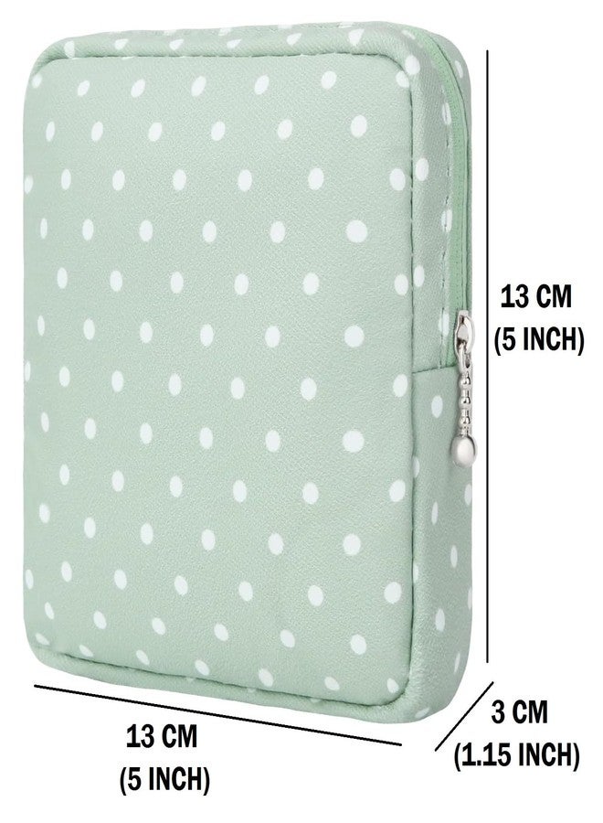 Bluwings Mini Portable Fashion Nursing Sanitary Napkin Pouch Pad Holder Zipper Travel Cosmetic Makeup Jewellery Storage Bag for Girl and Women (A-Green DOT) - Image 5