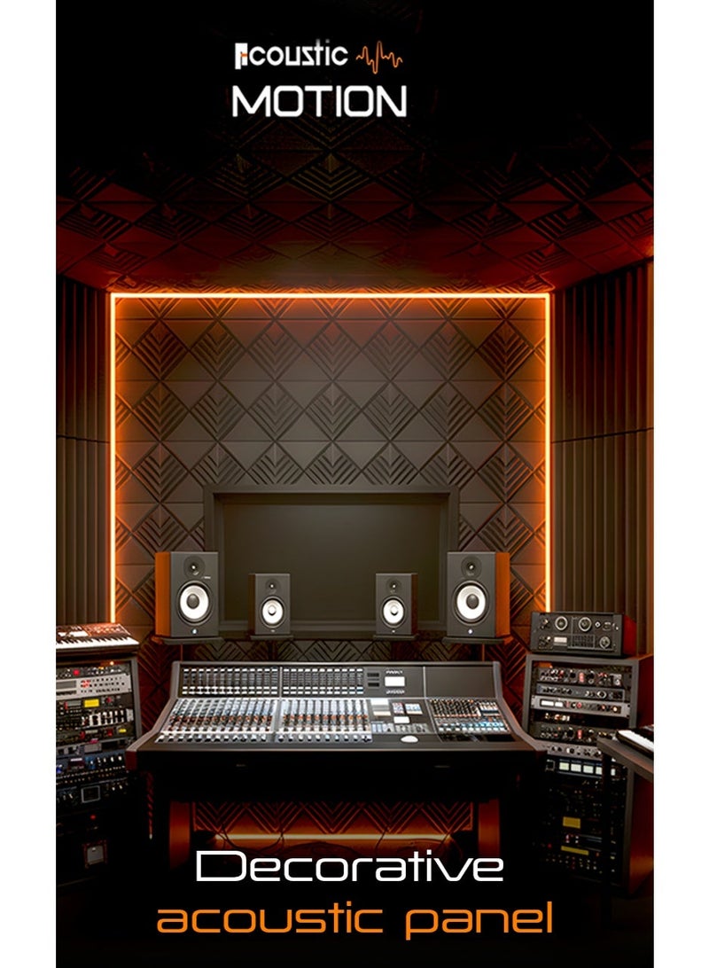 أكويستك موشان الواح فوم - الواح خلط مقاومة للصوت، ذاتية اللصق، 12 قطعة، 3 × 30 × 30 سم، رمادي داكن - لوحة ديكور مثالية للاستوديو والمعالجة الصوتية المنزلية" - Image 2