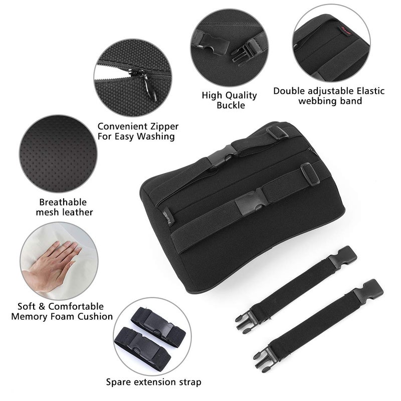 Aukee Memory Foam Car Neck Pillow Soft Leather Headrest for Driving Home Office Black (1PC) - Image 5