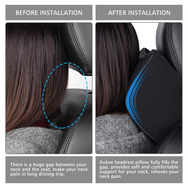 Aukee Memory Foam Car Neck Pillow Soft Leather Headrest for Driving Home Office Black (1PC) - Image 4
