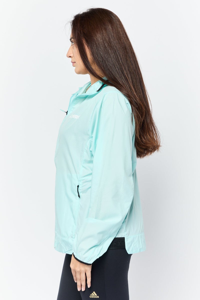 Adidas جاكيت رياضي نسائي بليزر طويل الأكمام من تيركس، تركواز - Image 4