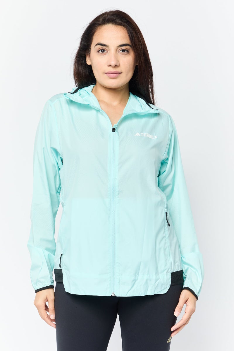 Adidas جاكيت رياضي نسائي بليزر طويل الأكمام من تيركس، تركواز - Image 1