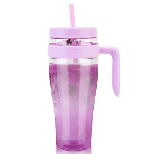 Hydraful 50 oz Tritan Plastic Tumbler with Lid and Straw and Handle - 100% Leak-Proof - Perfect for Iced Coffee, Smoothies, and Juice - Wide Mouth Reusable Water Bottle with Time Marker - Image 1