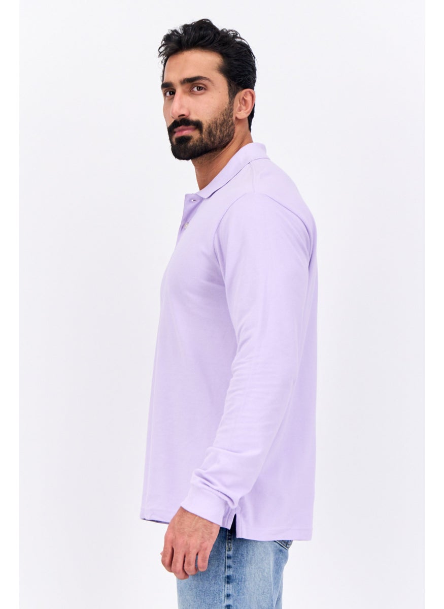 Men Regular Fit Solid Full Sleeves Polo, Lilac - pzsku/Z9916FAB018388A98BA4DZ/45/_/1737642377/89a05513-9ecb-4134-b03f-551d0860b8aa