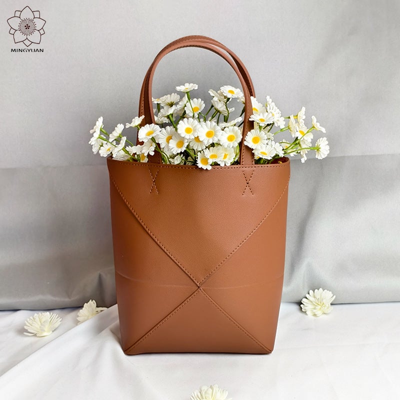 Sale New Deformed Folding Bucket Bag Geometric Tote Bag Shoulder Bag Large Capacity Simple Crossbody Bag - Image 3