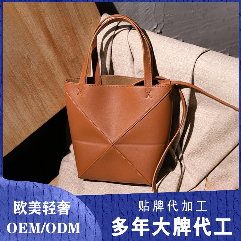 Sale New Deformed Folding Bucket Bag Geometric Tote Bag Shoulder Bag Large Capacity Simple Crossbody Bag - Image 2
