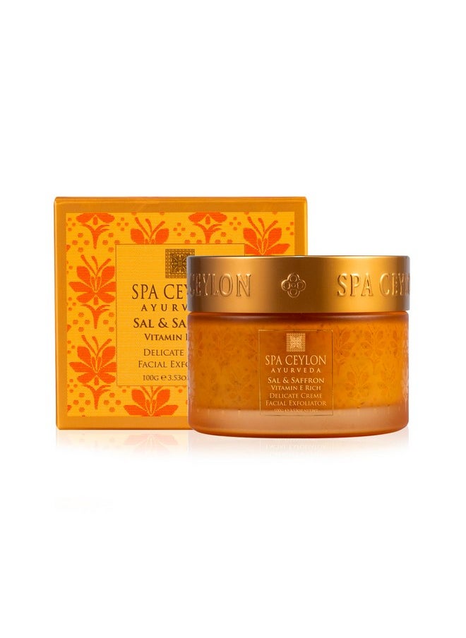 spa ceylon - Sal And Saffron Vitamin E Enriched Delicate Cream Facial Exfoliator Gentle Scrub Hydrating Formula Natural Glow Clears Clogged Pores - Image 1
