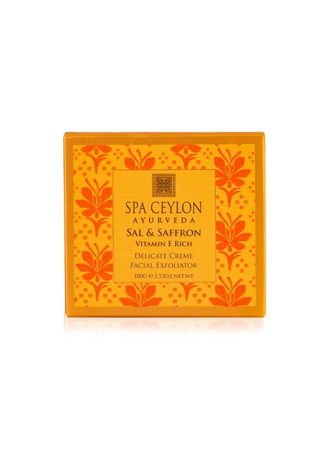 spa ceylon - Sal And Saffron Vitamin E Enriched Delicate Cream Facial Exfoliator Gentle Scrub Hydrating Formula Natural Glow Clears Clogged Pores - Image 1