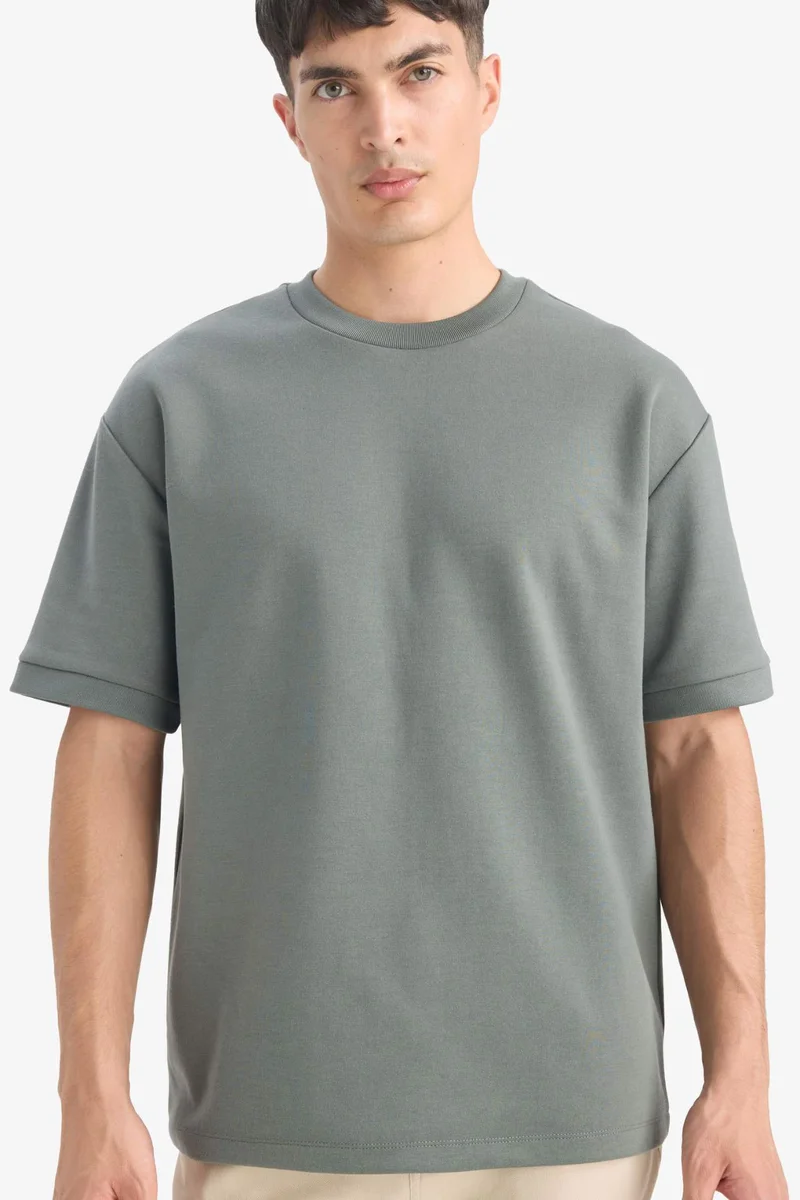 DeFacto Oversize Crew Neck Heavy Fabric Basic T-Shirt