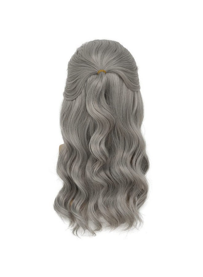 Tseses Long Grey Curly Men Wigs Wavy Synthetic Mullet Wig 70s 80s Natural Rocker Mullet Party Funny Wig Costume Wig - Image 4