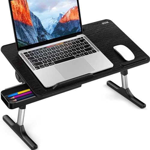 Besign LT05 Adjustable Laptop Table Lap Desk Portable Standing Bed Desk Foldable Sofa Breakfast Tray Notebook Computer Stand for Reading and Writing Medium Size Black