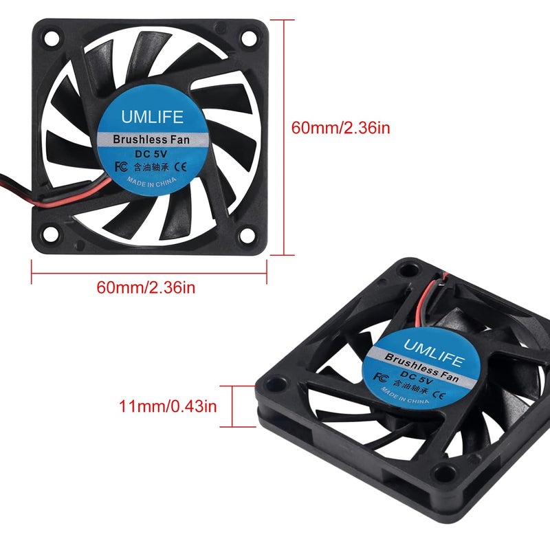 UMLIFE مروحة 60 مم 4 حزمة 5 فولت 0.18A USB 60x60x10 مم 6010 مروحة تبريد بدون فرش لسطح المكتب CPU - Image 2