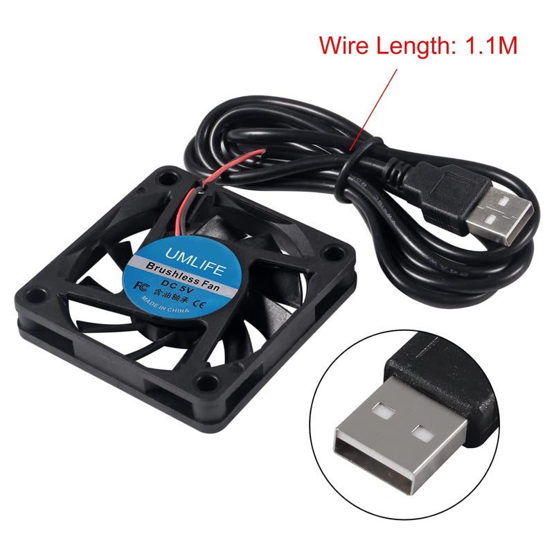 UMLIFE مروحة 60 مم 4 حزمة 5 فولت 0.18A USB 60x60x10 مم 6010 مروحة تبريد بدون فرش لسطح المكتب CPU - Image 3