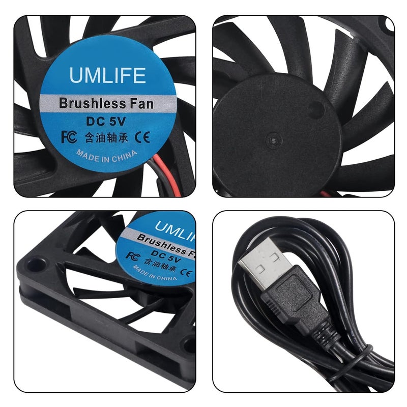 UMLIFE مروحة 60 مم 4 حزمة 5 فولت 0.18A USB 60x60x10 مم 6010 مروحة تبريد بدون فرش لسطح المكتب CPU - Image 4