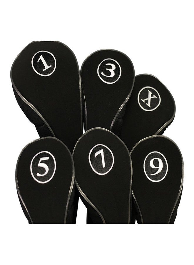 Majek Black Golf Zipper Head Covers Driver 1 3 5 7 9 X Fairway Woods Headcovers Metal Neoprene Traditional Plain Protective Covers Fits All Fairway Clubs - Image 1