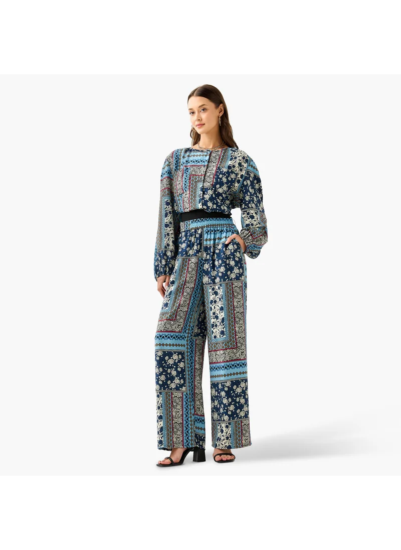 Lee Cooper Floral Print Straight Trousers with Pockets