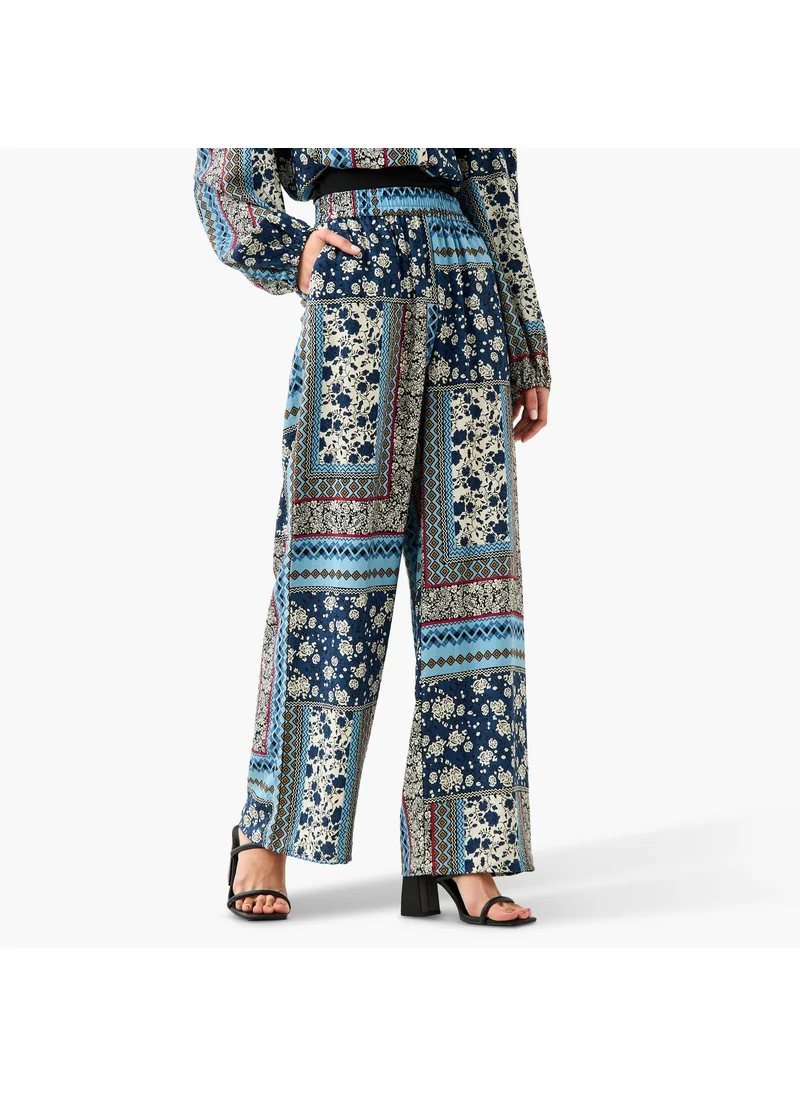 Lee Cooper Floral Print Straight Trousers with Pockets