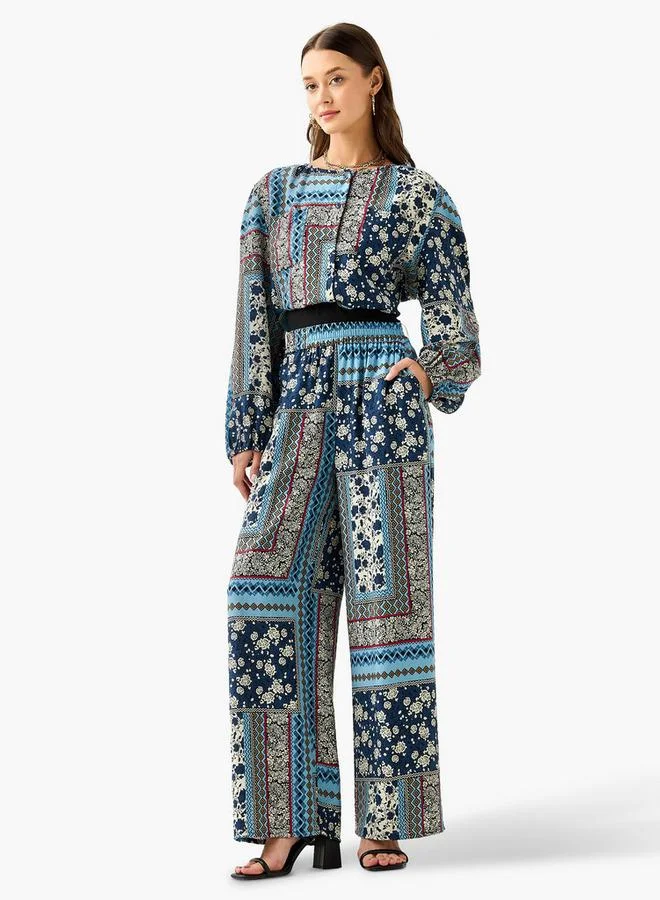 Lee Cooper Floral Print Straight Trousers with Pockets