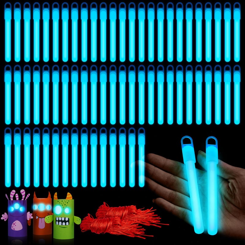 Lewtemi 50 Pack 4 or 6 Bright Glow Sticks Bulk Glow in the Dark Party Supplies Birthday and Holidays 4 InchBlue - Image 3