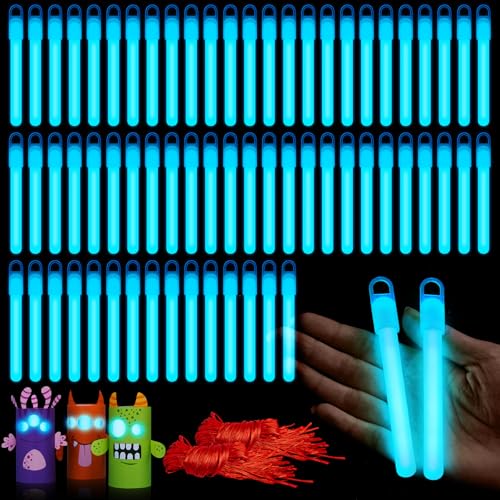 Lewtemi 50 Pack 4 or 6 Bright Glow Sticks Bulk Glow in the Dark Party Supplies Birthday and Holidays 4 InchBlue - Image 1