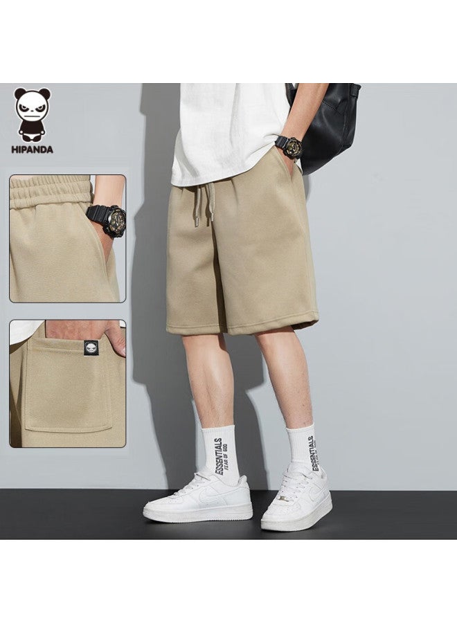 Hipanda Men's Shorts, Summer Loose Casual Five-point Pants, Breathable Trendy Thin Sports Pants, Khaki Color, 2XL - Image 1