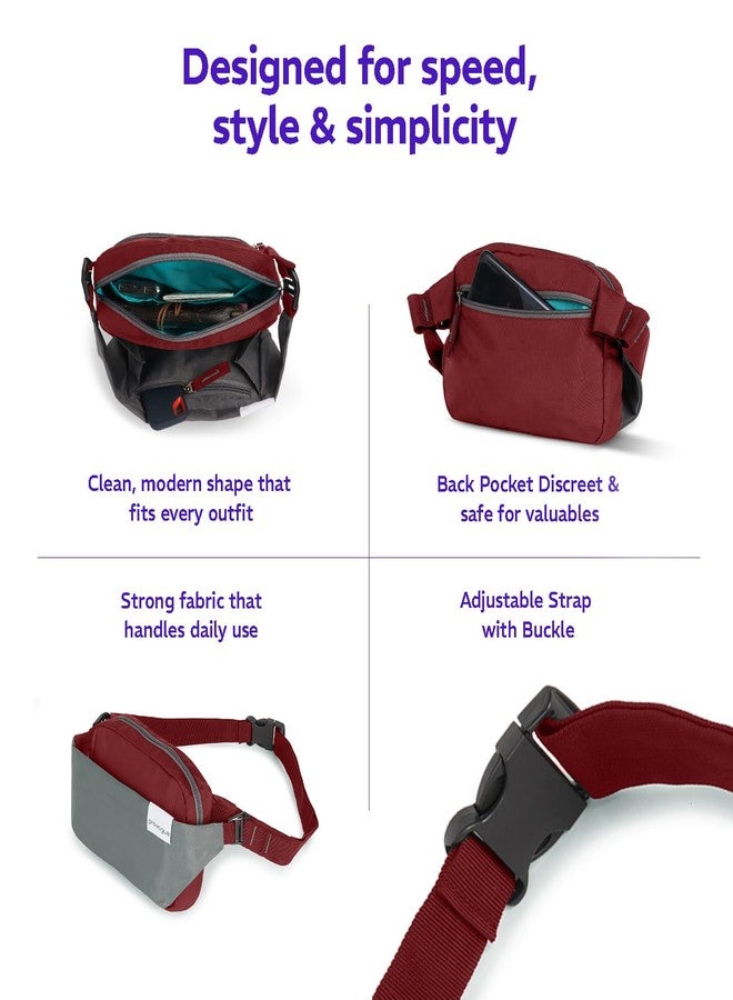 Provogue Rover Waist Bag for Men & Women, Crossbody Waist Pouch with Zippered Compartments & Adjustable Strap,Multipurpose Fanny Pack for Travel & Outdoor Activities Chest Bag, Wine Red - Image 4