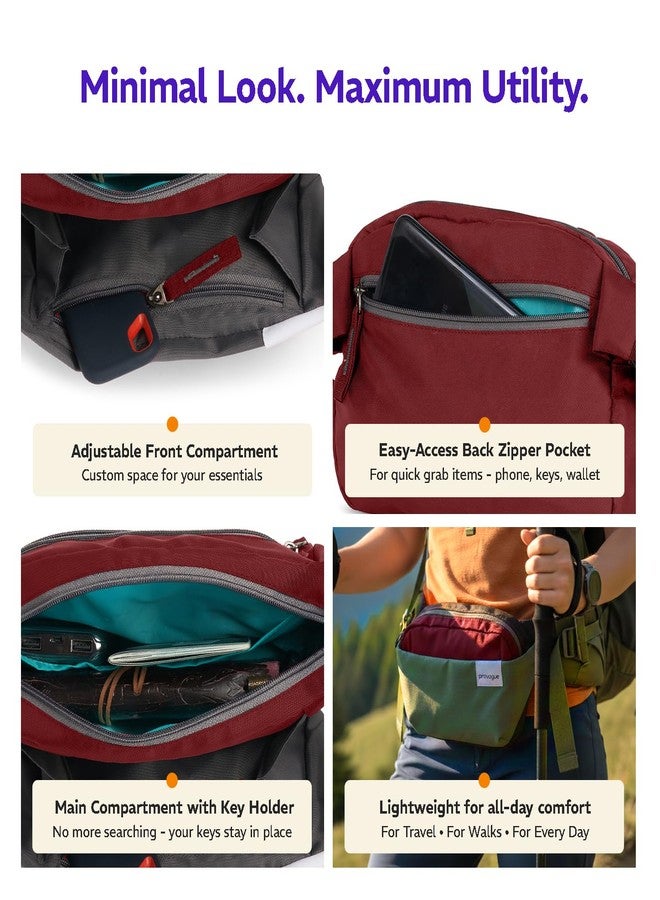 Provogue Rover Waist Bag for Men & Women, Crossbody Waist Pouch with Zippered Compartments & Adjustable Strap,Multipurpose Fanny Pack for Travel & Outdoor Activities Chest Bag, Wine Red - Image 5