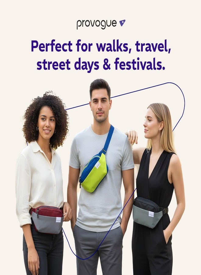Provogue Rover Waist Bag for Men & Women, Crossbody Waist Pouch with Zippered Compartments & Adjustable Strap,Multipurpose Fanny Pack for Travel & Outdoor Activities Chest Bag, Wine Red - Image 2