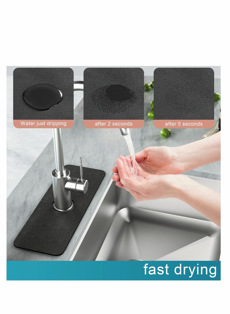 Excefore Kitchen Sink Splash Guard, Silicone Faucet Mat Sink Water Splash Guard, Faucet Splash Catcher, Silicone Deflector Under The Faucet, Keep Kitchen and Bathroom Sinks Dry, Grey  - Image 2