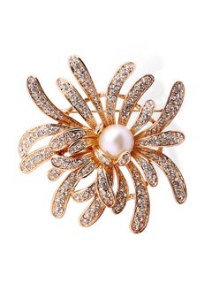 Depend Coral Flower Brooch, Rhinestone Coral Flower Pearl Brooch, Vintage Elegant Unique Pearl Brooch, Versatile Clothing Accessories For Women  - Image 1