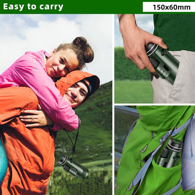 40X60 Monoculars High power monoculars for adults with phone adapter & tripod & hand strap Low night vision monoculars with BAK4 prisms for bird watching trips. - Image 3
