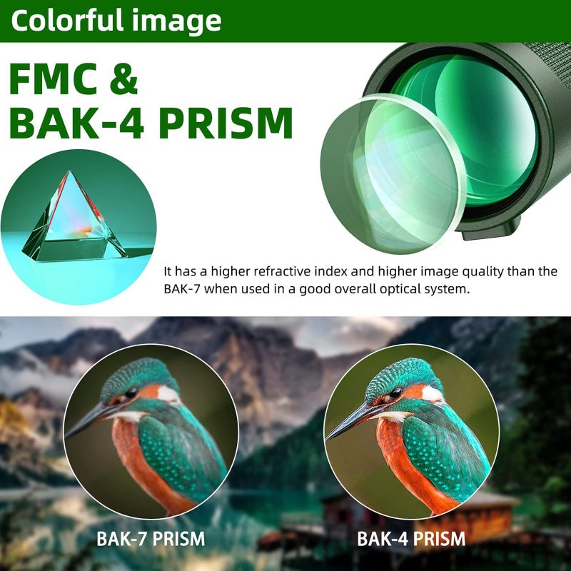 40X60 Monoculars High power monoculars for adults with phone adapter & tripod & hand strap Low night vision monoculars with BAK4 prisms for bird watching trips. - Image 4