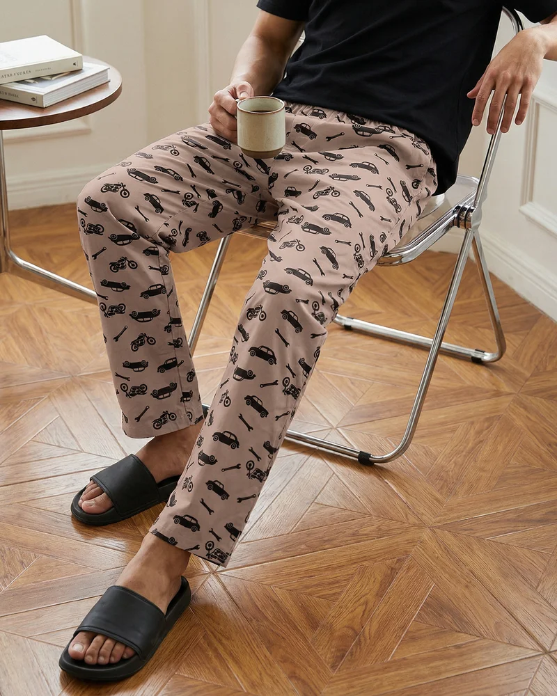 بيواكوف Men's Warm Taupe Brown All Over Printed Pyjamas